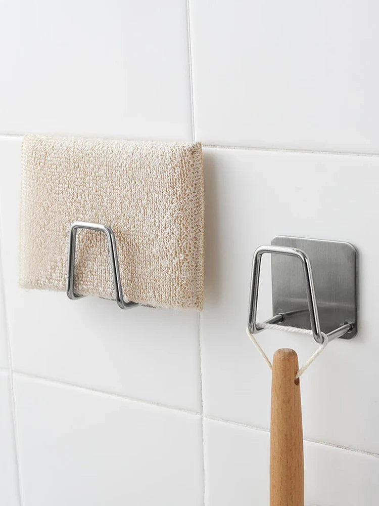 2pcs of stainless steel storage rack sink sponge rack for sponge steel wire balls drainage paste sink inner wall kitchen supplie
