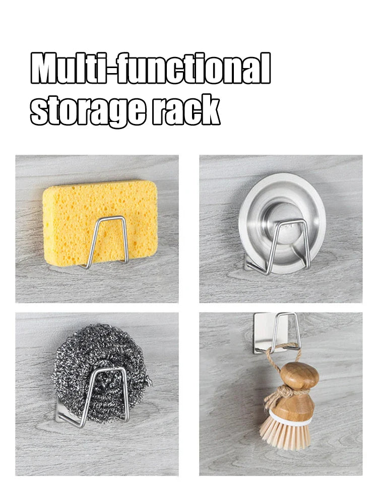 2pcs of stainless steel storage rack sink sponge rack for sponge steel wire balls drainage paste sink inner wall kitchen supplie