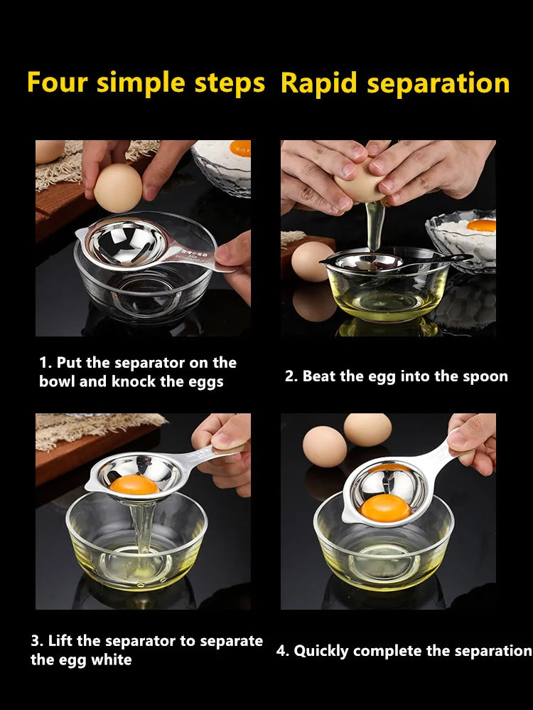 Stainless Steel Egg White Yolk Separator Tool Baking Accessories Kitchen Tool Egg Divider Baking Cooking Hand Egg Gadget