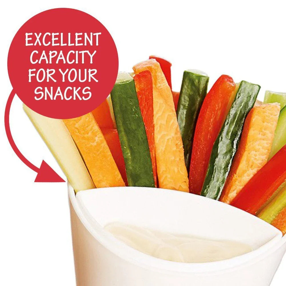 Fries Shelf Holder Assorted Sauce Chips Dip Snack Cone Stand Plastic Dip Cup Two Cup-mouth Tableware Tray Container Kitchen Tool