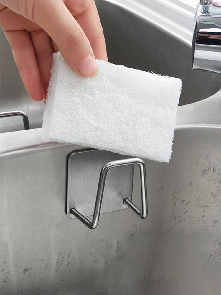 2pcs of stainless steel storage rack sink sponge rack for sponge steel wire balls drainage paste sink inner wall kitchen supplie