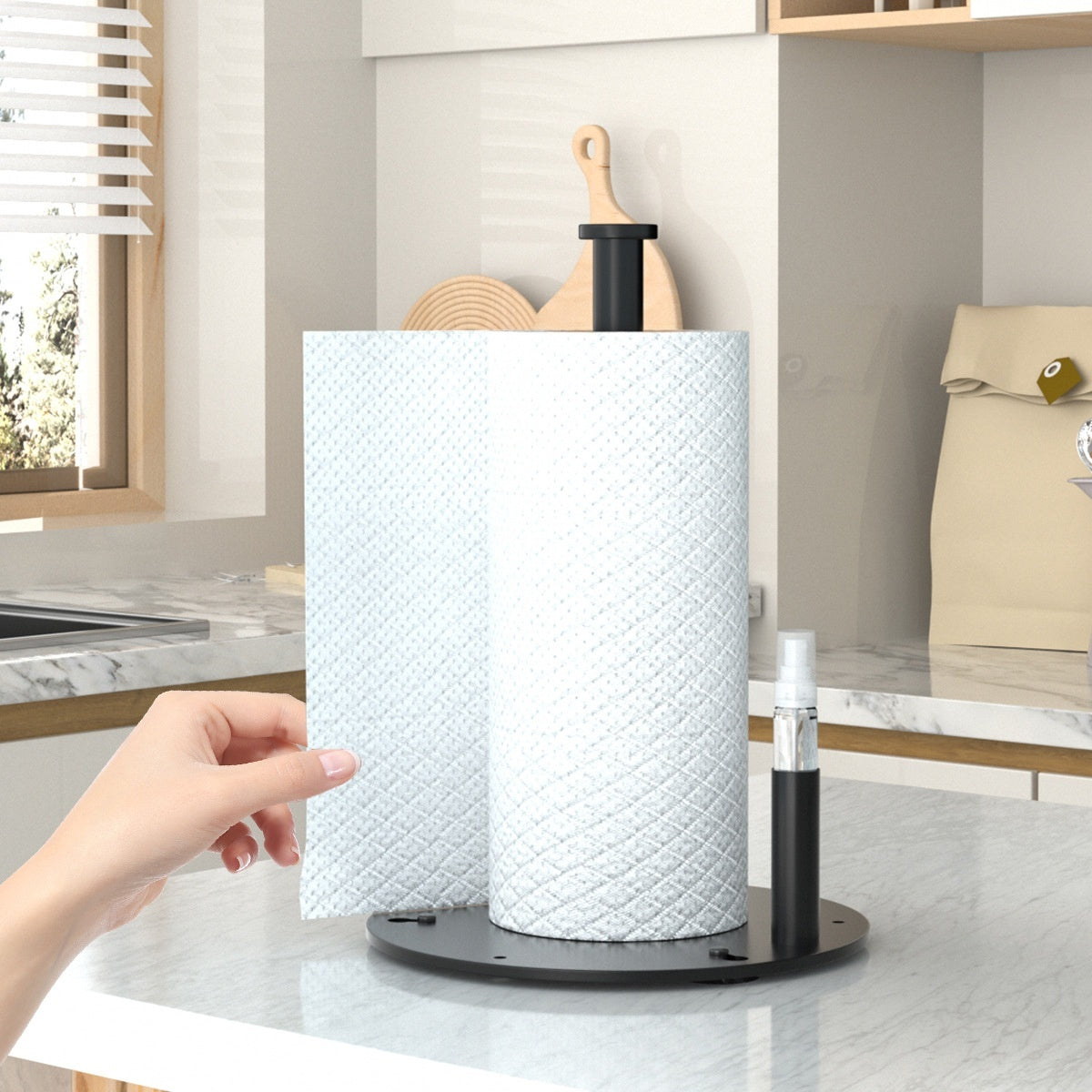 Kitchen Countertop Vertical Tissue Holder With Spray Bottle